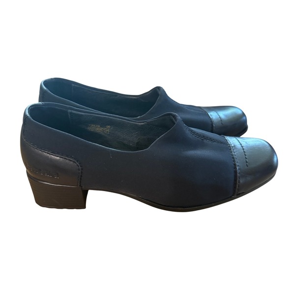 Josef Seibel Black Leather Stretch Comfort Block Heel Women's Size 36 - Picture 1 of 6